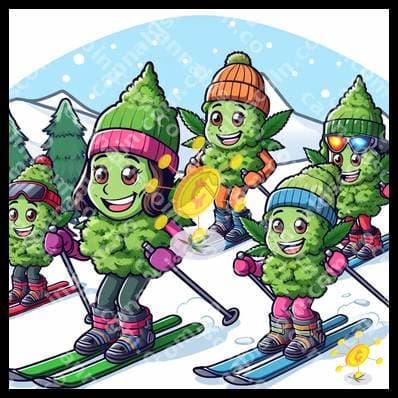 Little ganjas skiing with joy