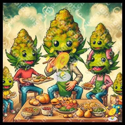 Gathering of happy buds at the family table