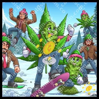 Ganyas skiing in the green snowfall
