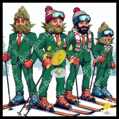 Bows skiing in the green snow